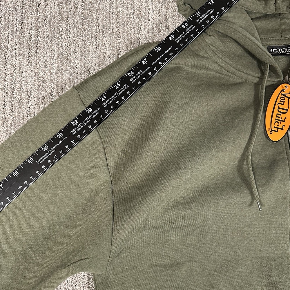 VON DUTCH Mens Sz M Full Zip Hoodie Embroidered Logo Green Orange Oversized‎ NWT - Picture 8 of 9
